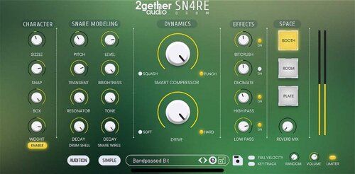 2getheraudio SN4RE Drum - плагин синтезатора, специально разработанный для универсальных малых барабанов
