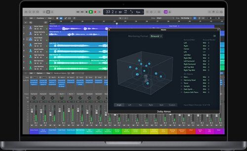 Apple Logic Pro 10.7 -  микширование пространственного звука  с «настоящим многомерным звуком» Dolby Atmos