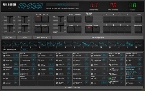 Full Bucket Music FB-7999 - бесплатная эмуляция синтезатора Korg DW-6000/8000