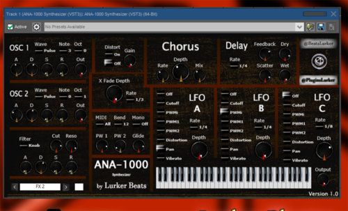 Lurker Beats ANA-1000, новый бесплатный виртуальный аналоговый синтезатор для ПК и Mac