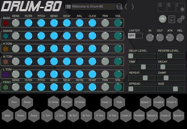 GSi Drum-80 - эмуляция синтезатора ударных Simmons SDS-V для Mac, Win и iOS