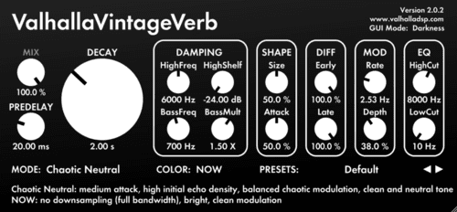 ValhallaVintageVerb 2.0.2 добавляет режим хаотичной нейтральной реверберации и поддержку VST3